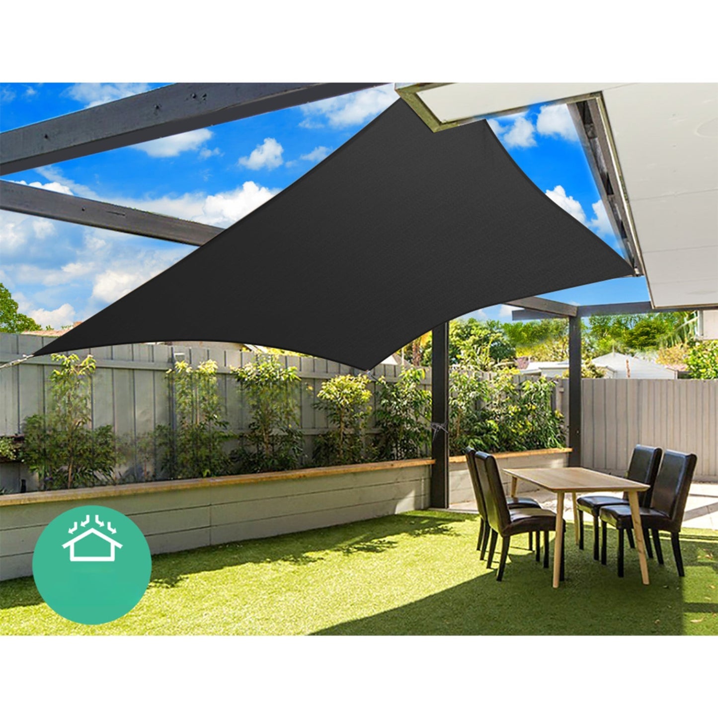 Shade Sail Sun Shadecloth Black 280GSM - 6x8m