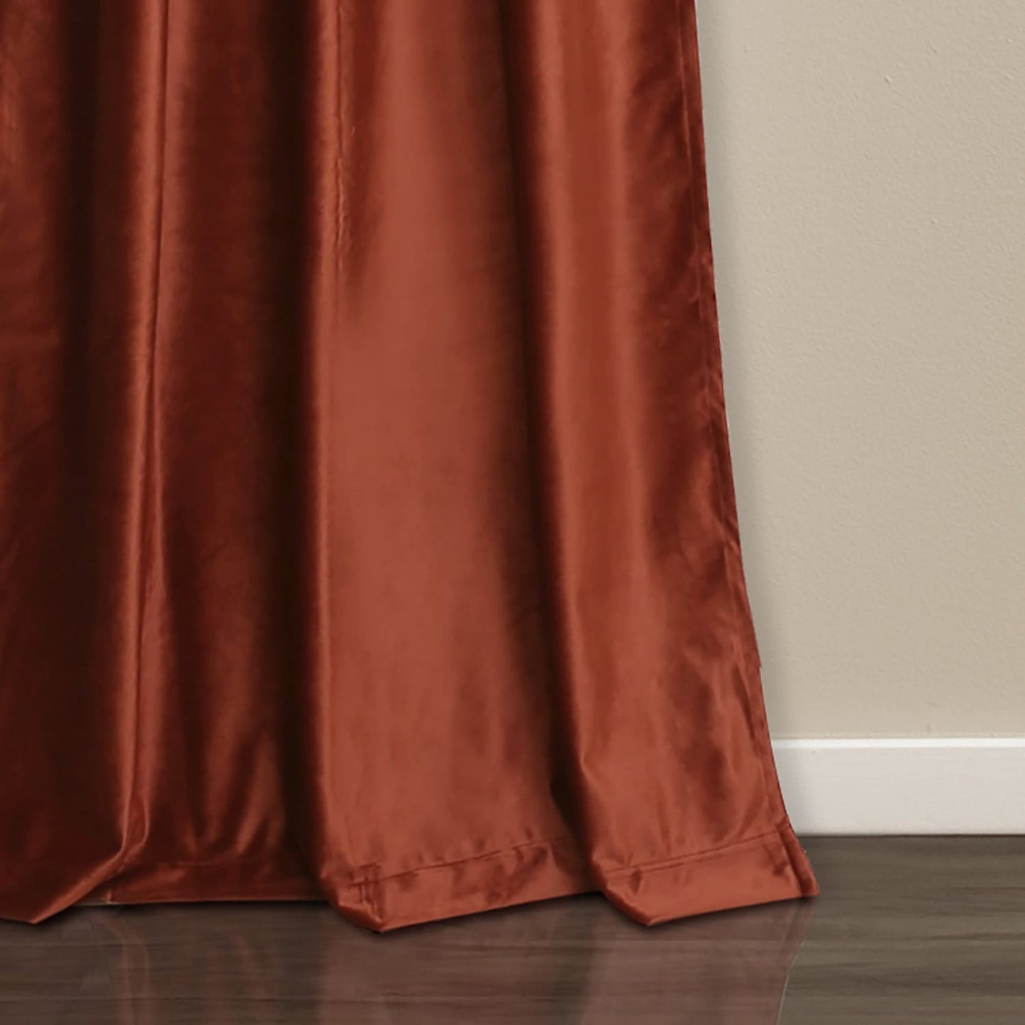 Room Darkening Velvet Curtains Window Panel Set for Living Dining Bedroom Pair 84 in - Rust