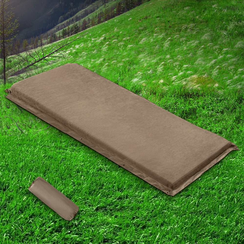 Camping Self Inflating Matress Joinable Single - Coffee