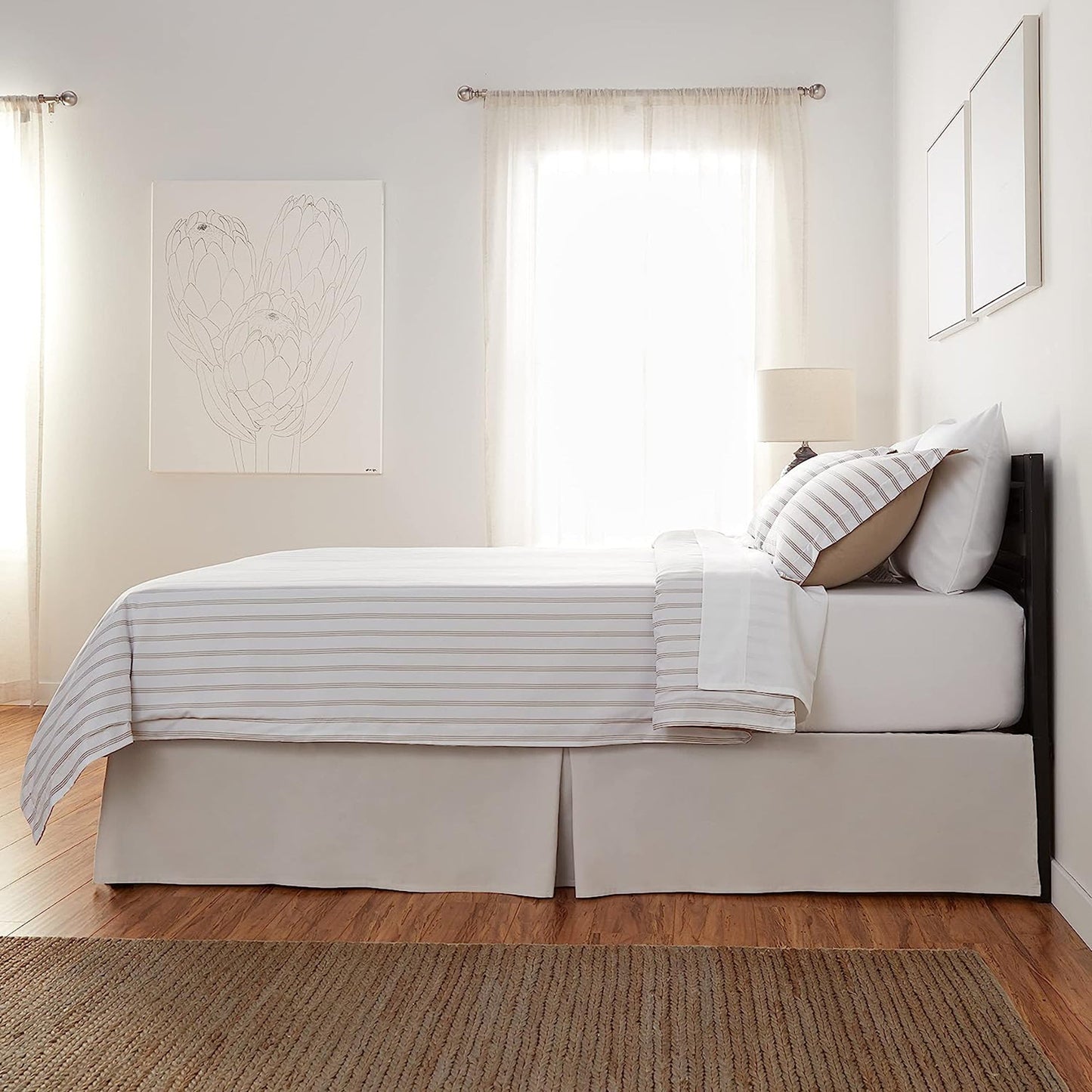 Polyester Lightweight Pleated Bed Skirt - Light Grey