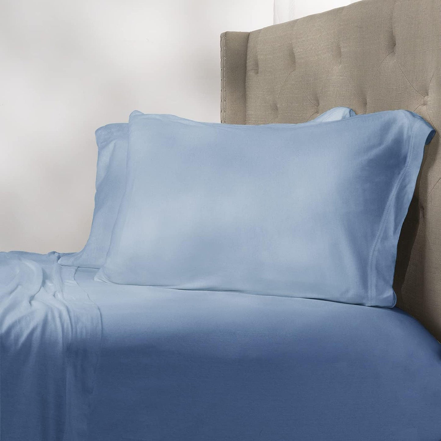 Flannel Cotton Jersey Bed Sheet Set - Blue