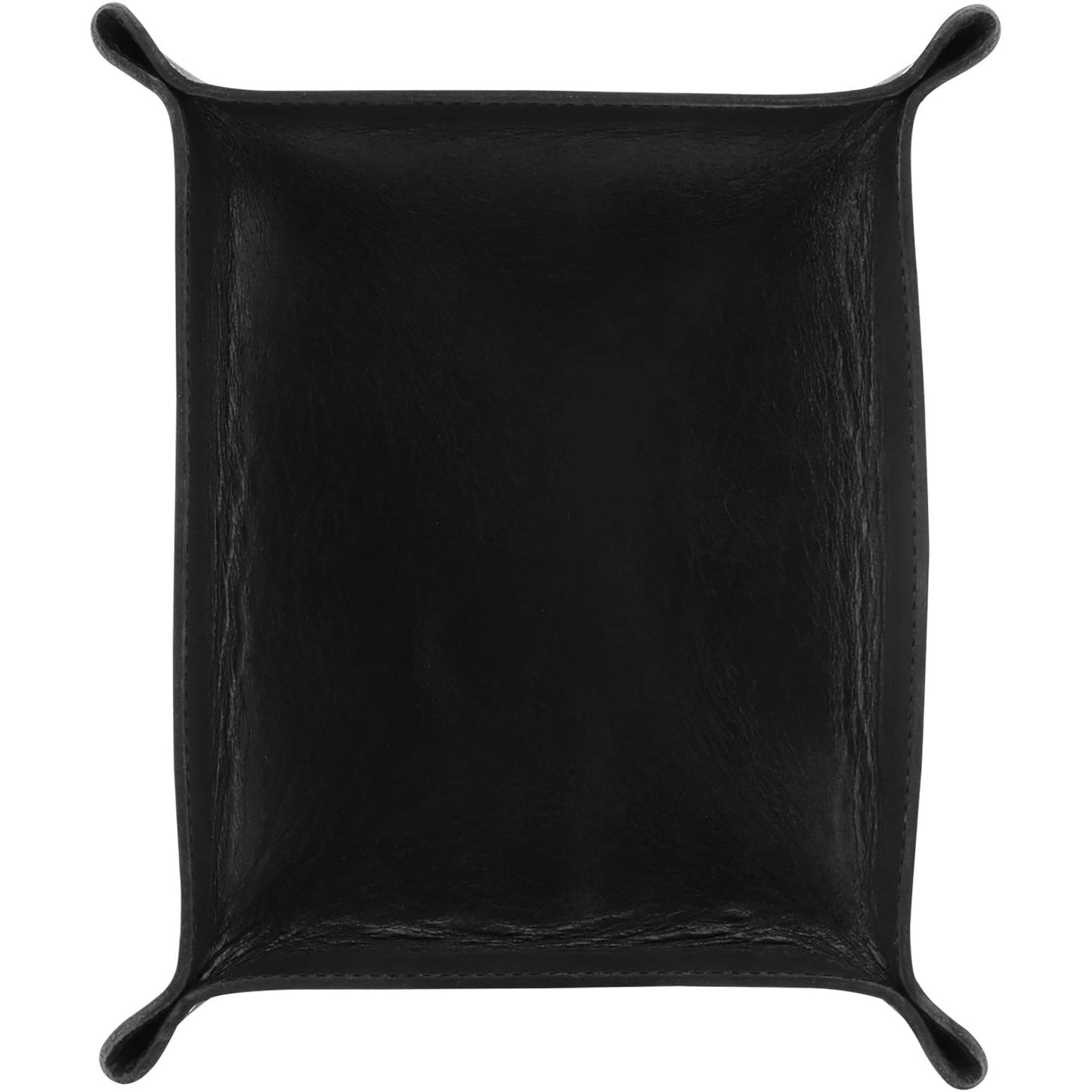 Leather Tray Organizer Storage for Wallets Watches Keys Coins and Phones - Black