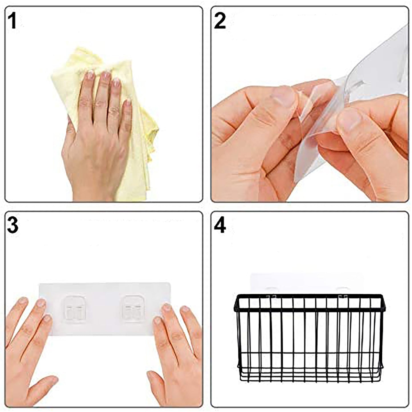 Wall Door Adhesive Kitchen Wrap Organizer Rack No Drilling - Black
