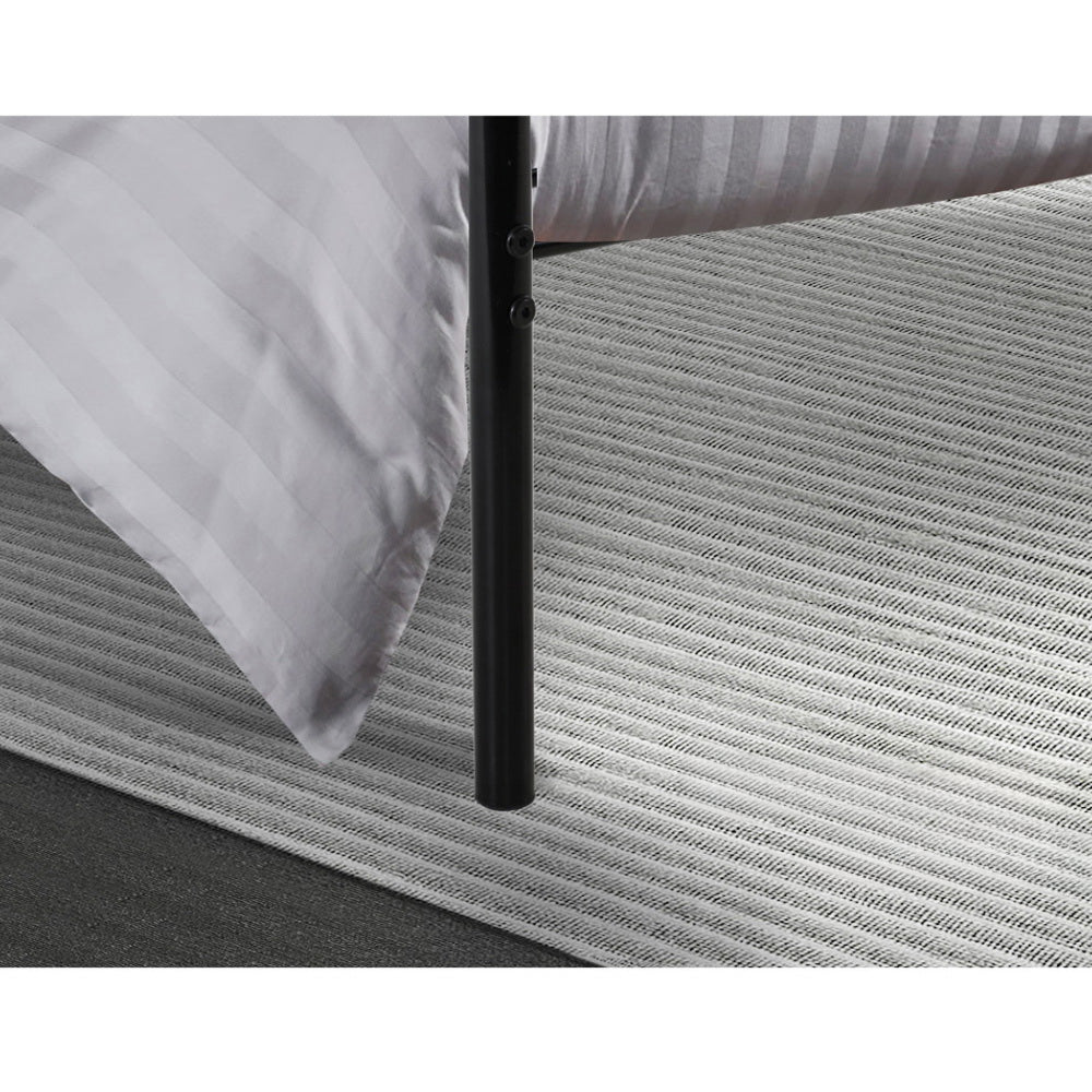 Metal Bed Frame Single Size Platform Foundation Mattress Base Black