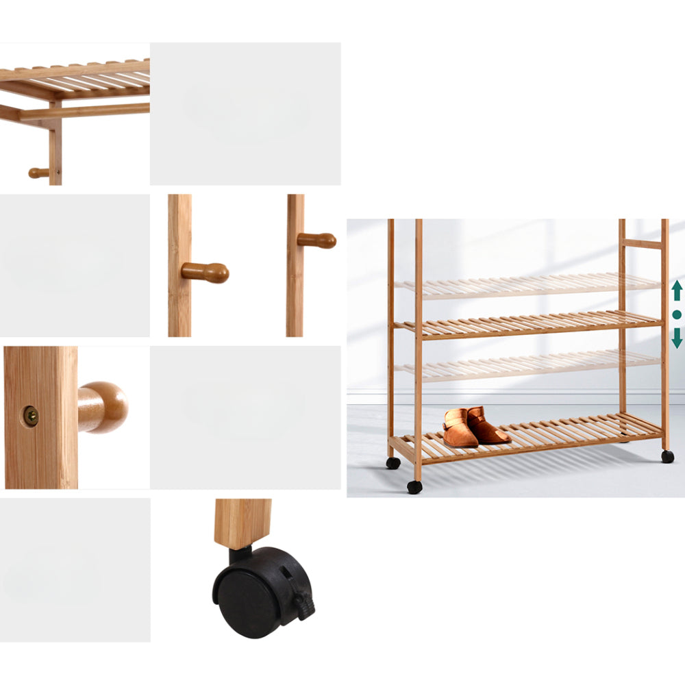 Bamboo Clothes Rack Coat Stand Garment Hanger Wardrobe Portable Airer