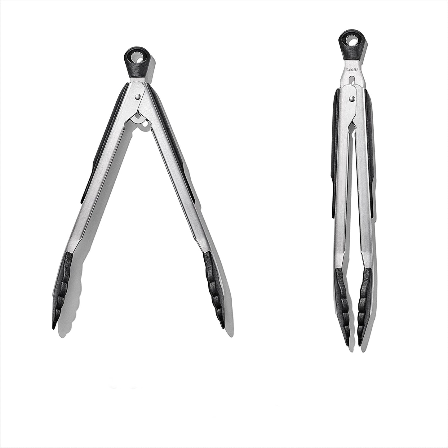 Stainless Steel Tongs with Nylon Head and Non Slip Grips - 9 Inch