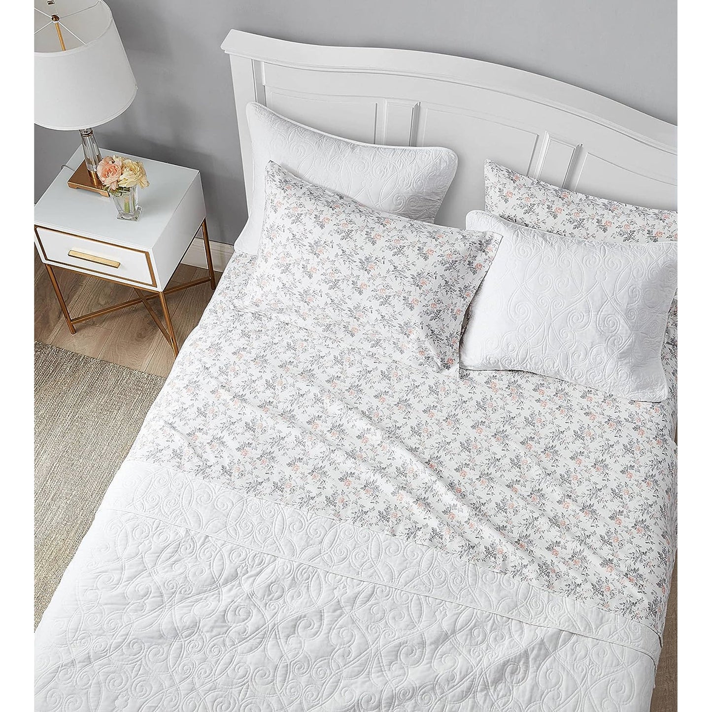 Soft Brushed Cotton Flannel Bedding Sheet Set - Rosalie Grey