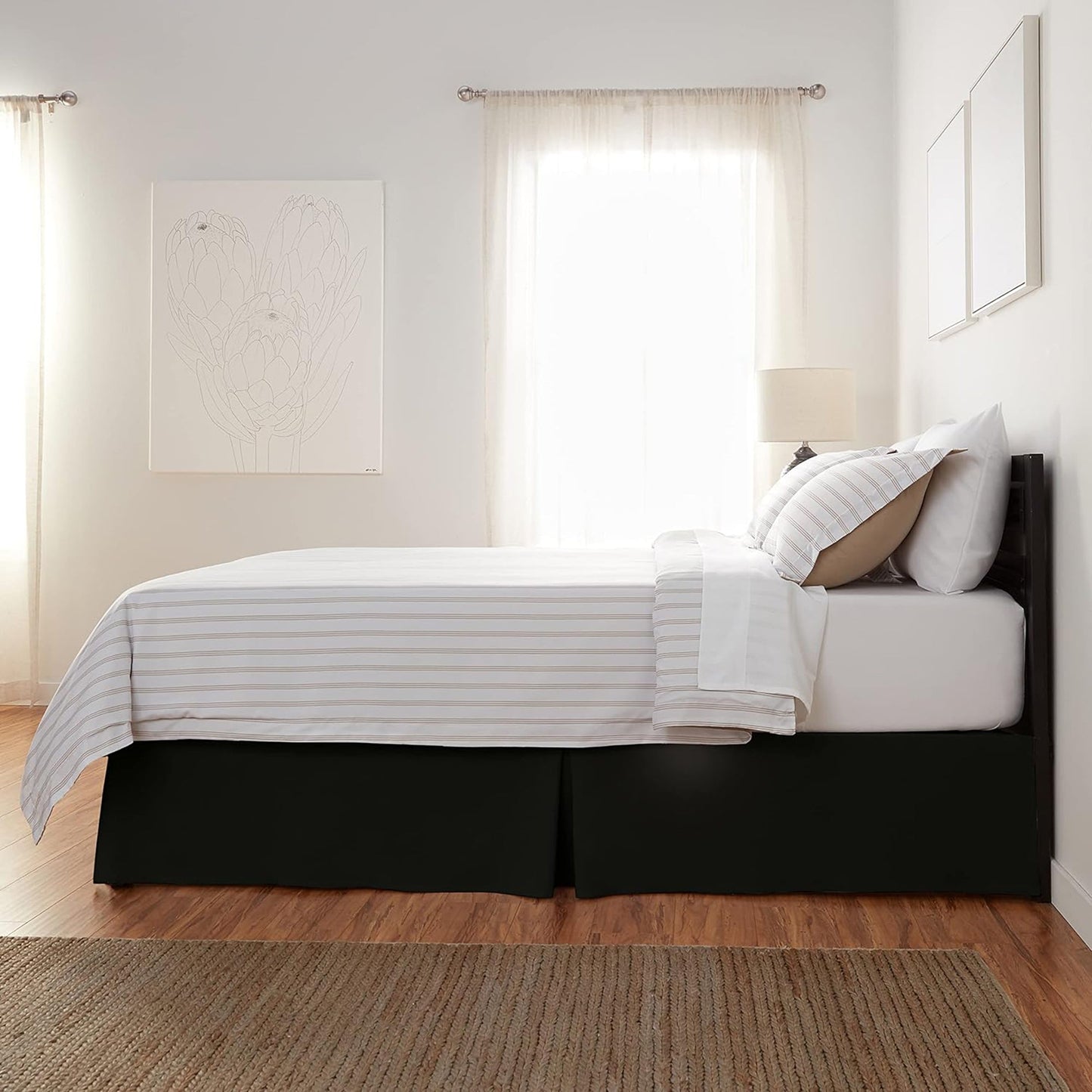 Polyester Lightweight Pleated Bed Skirt - Black