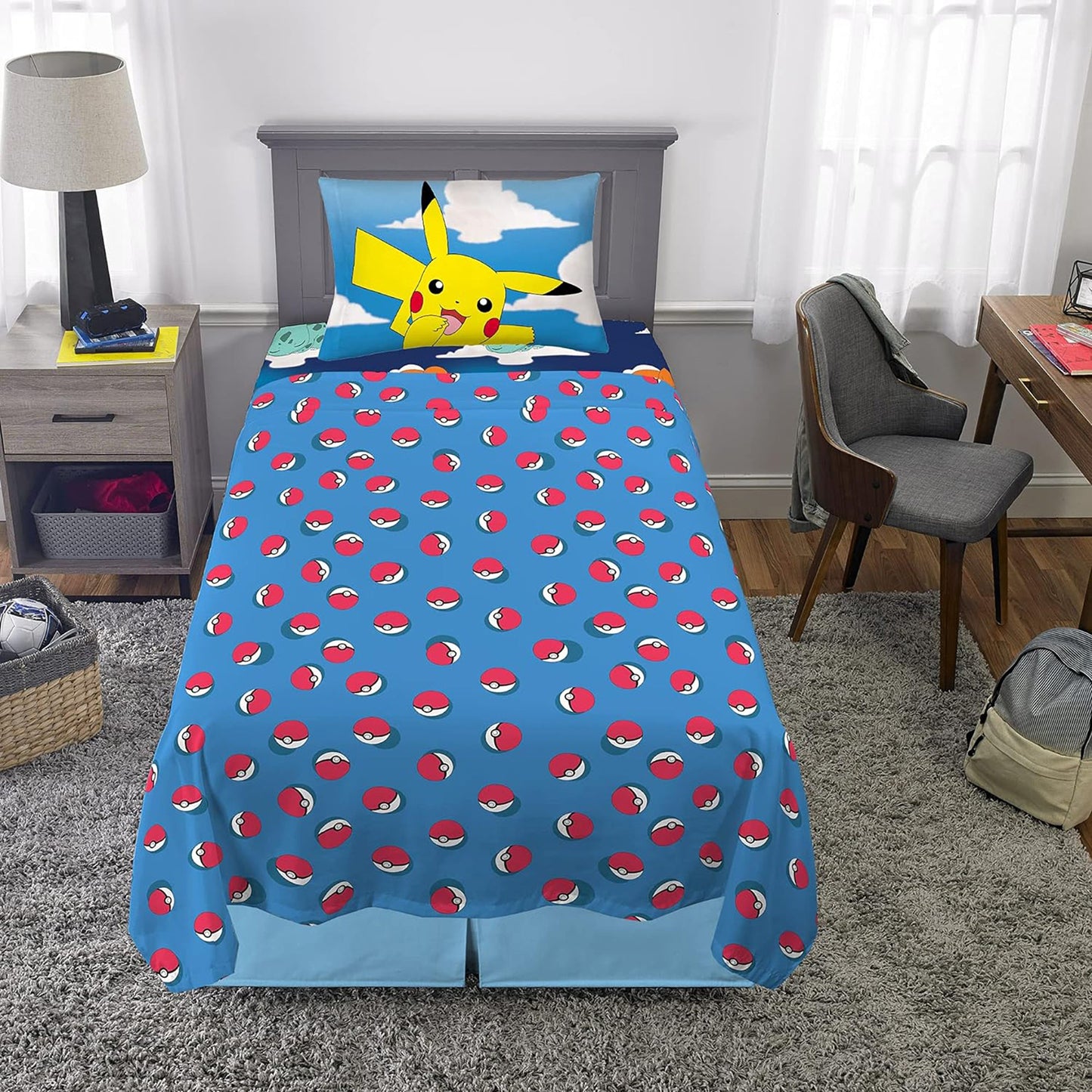 Kids Bedding Super Soft Microfibre Bed Sheet Set - Pokemon