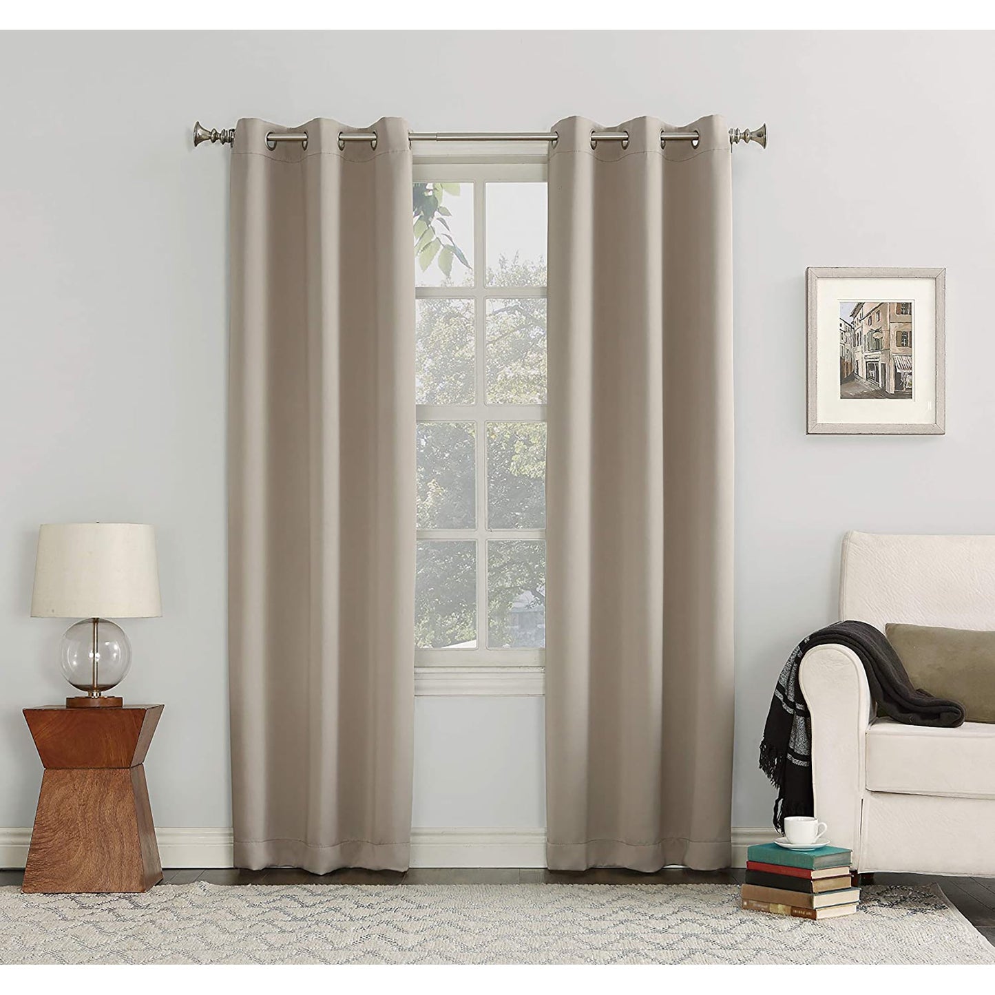 1pc Energy Saving Blackout Grommet Curtain Panel 40x108 Inches - Stone