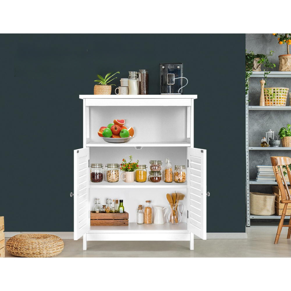 Buffet Sideboard Cabinet Kitchen Bathroom Storage Cupboard Hallway White Shelf