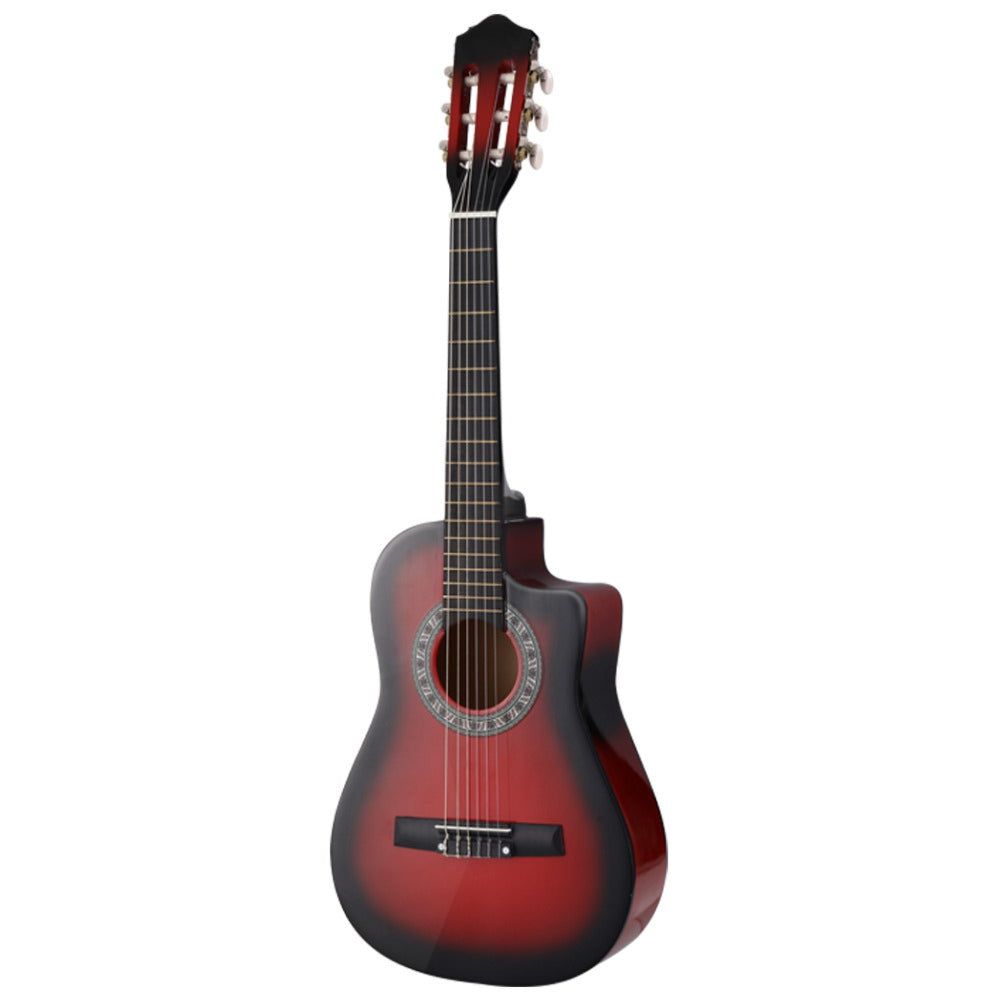 34" Inch Guitar Classical Acoustic Cutaway Wooden Ideal Kids Gift Children 1/2 Size Red
