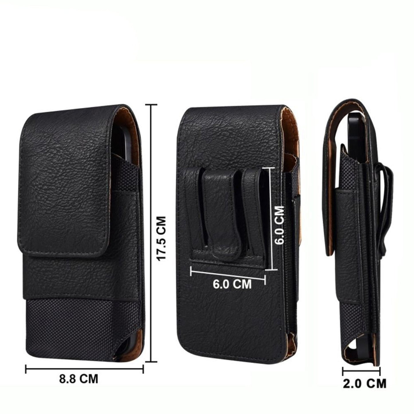 Black Mobile Phone Holster Pouch with Belt Clip for Men