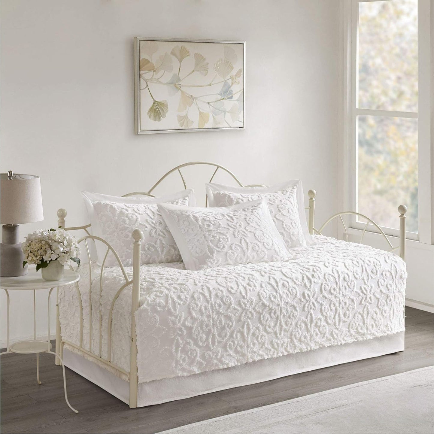 Tufted Cotton Chenille Medallion Daybed Cover Set - Off White