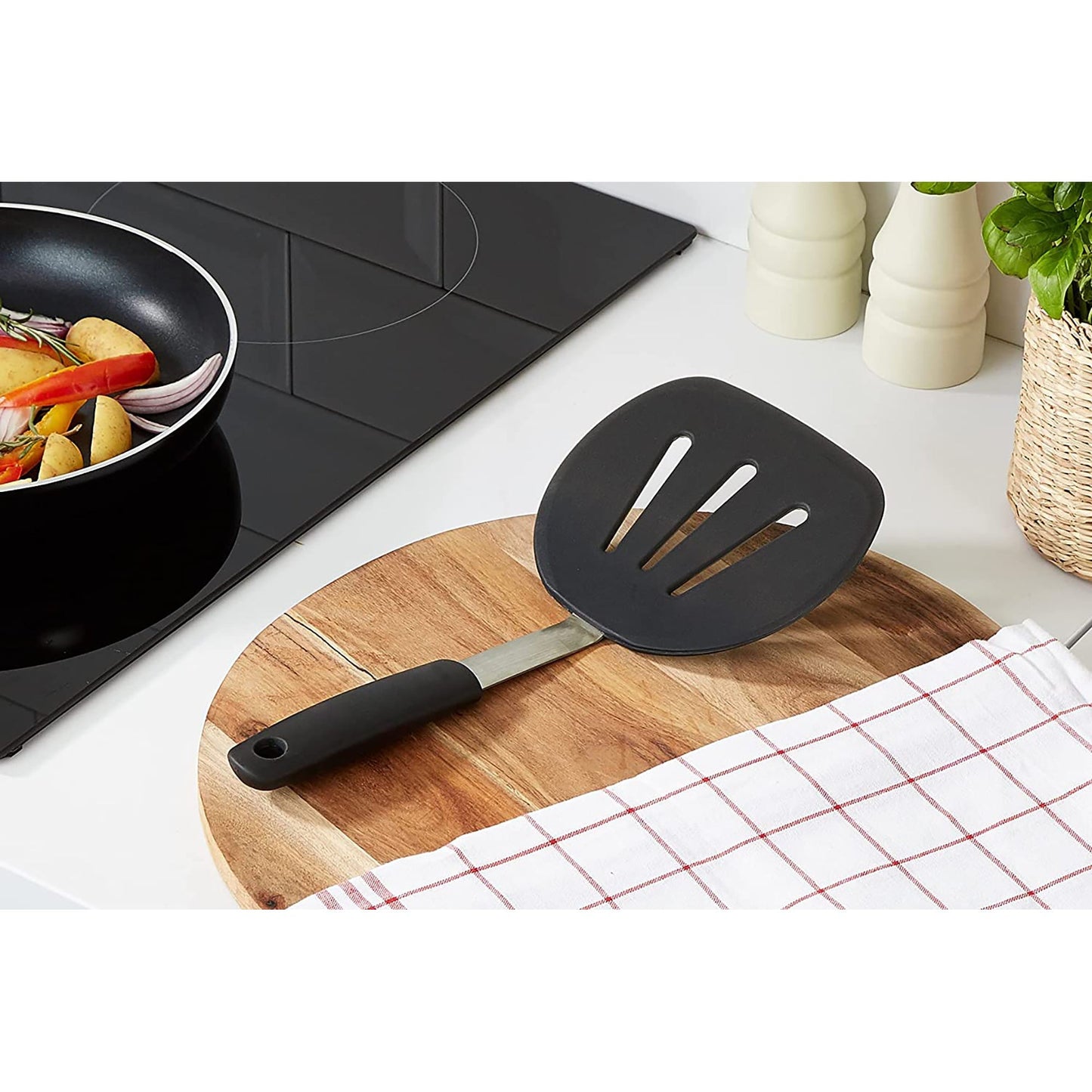 Silicone Pancake Turner Spatula for Non-Stick Cookware - Black