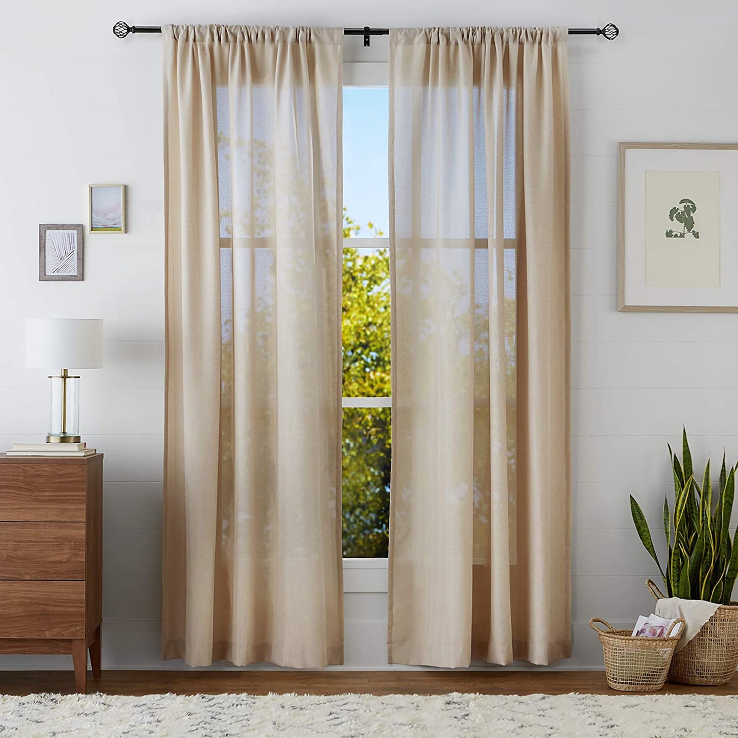 Decorative Lattice Cage Curtain Rod Finials Set of Two - Black