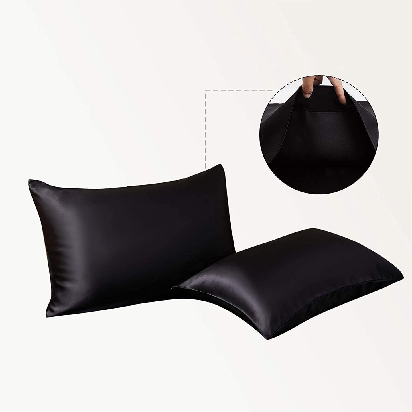 2000TC Microfibre Art Silk Satin Bedding Sheet Set - Black