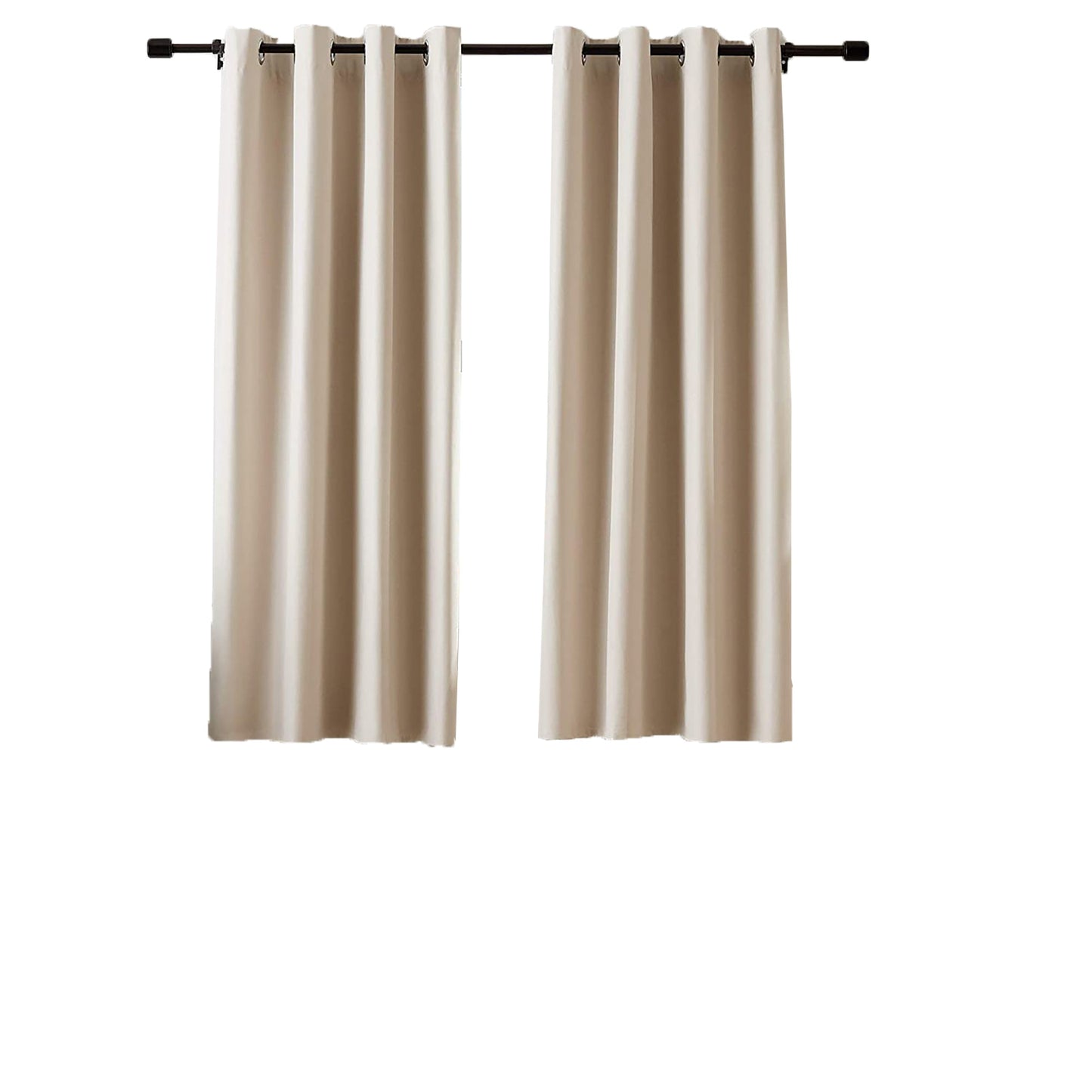 Grommetted Room Darkening Curtain Panel Set with Tie Backs - Beige