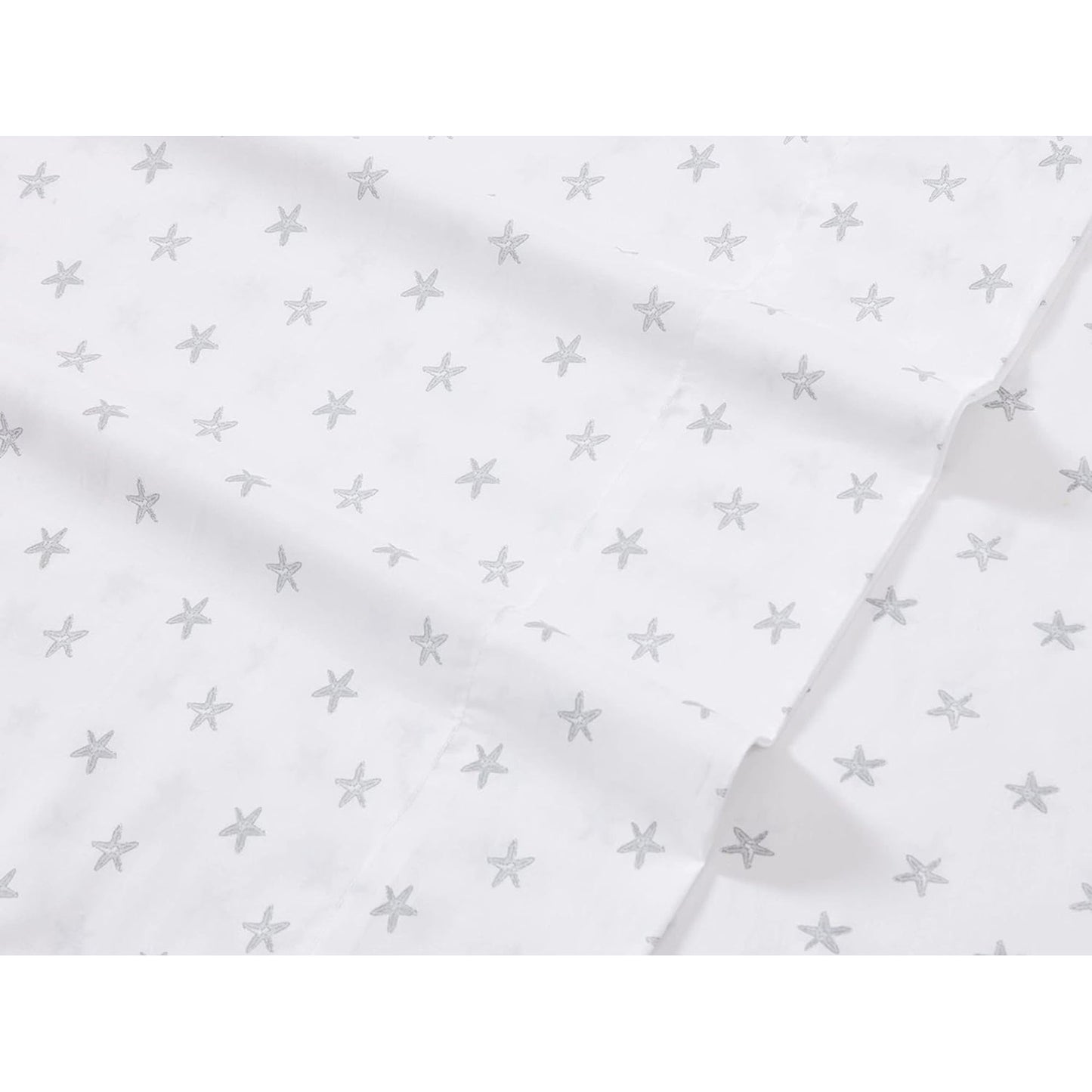Crisp and Cool Cotton Percale Stylish Bed Sheet Set - Starfish Treasure Grey