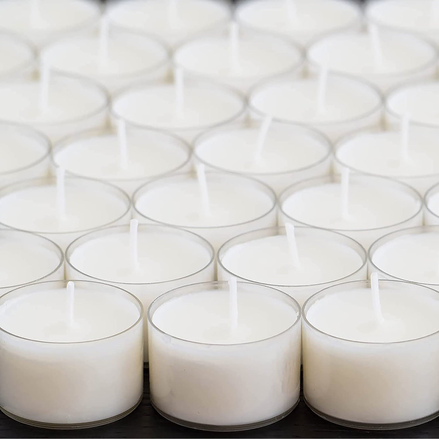 48 Pack Unscented Smokeless Long Clear Cup Tea Light Candles with 8 Hour Extended Burn Time