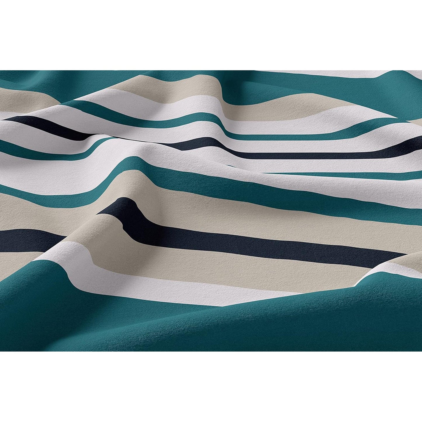 Reversible Microfibre Queen Bed Quilt Cover Set with Button Closure - Turquoise Navy Beige