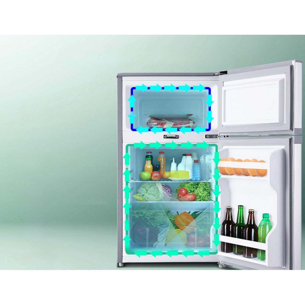 65L Portable Fridge Bar Freezer Cooler Upright 12V/24V/240V Caravan Car Silver