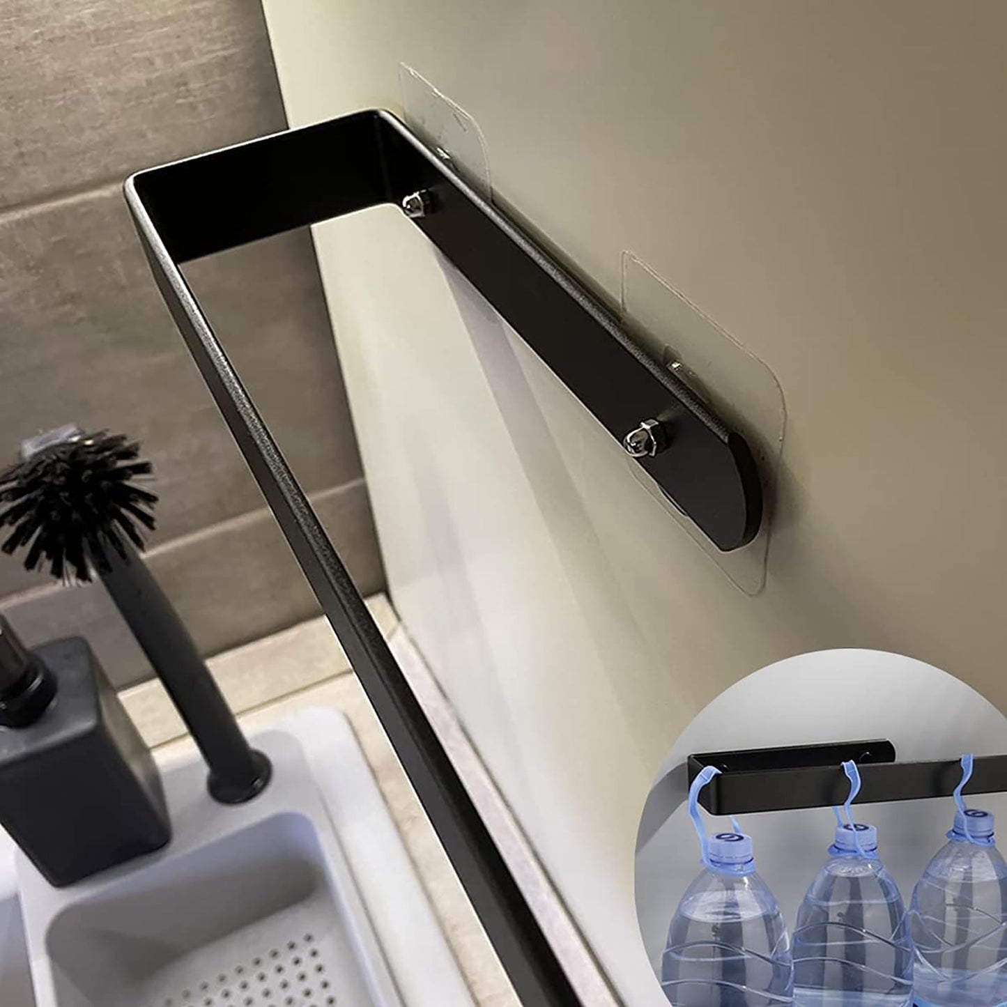 Aluminum Paper Tower Holder Self Adhesive or Drilling 12.4 Inch - Matte Black