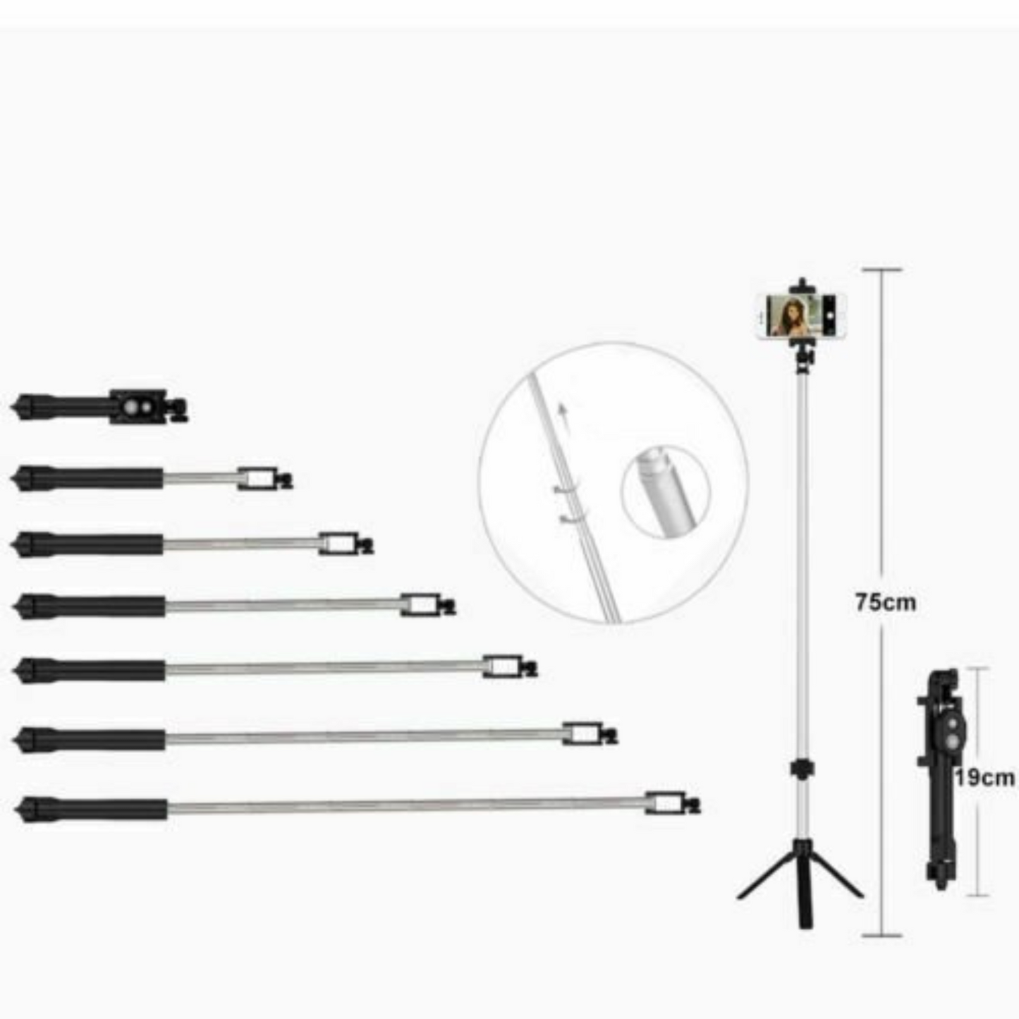 Selfie Stick Tripod with Bluetooth Handheld for iPhone 11 Pro Samsung