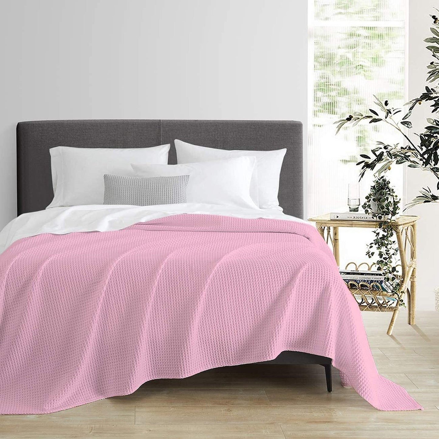 Lightweight Breathable 100% Egyptian Cotton Blanket - Pink