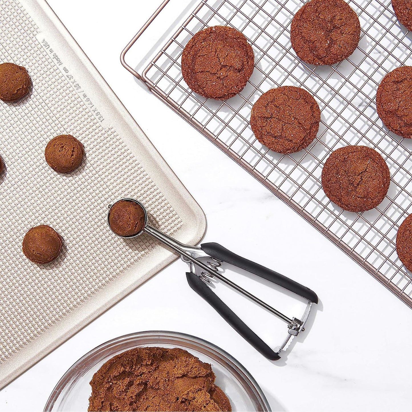 Stainless Steel Cookie Dough Scoop with Non Slip Grip Small - Black