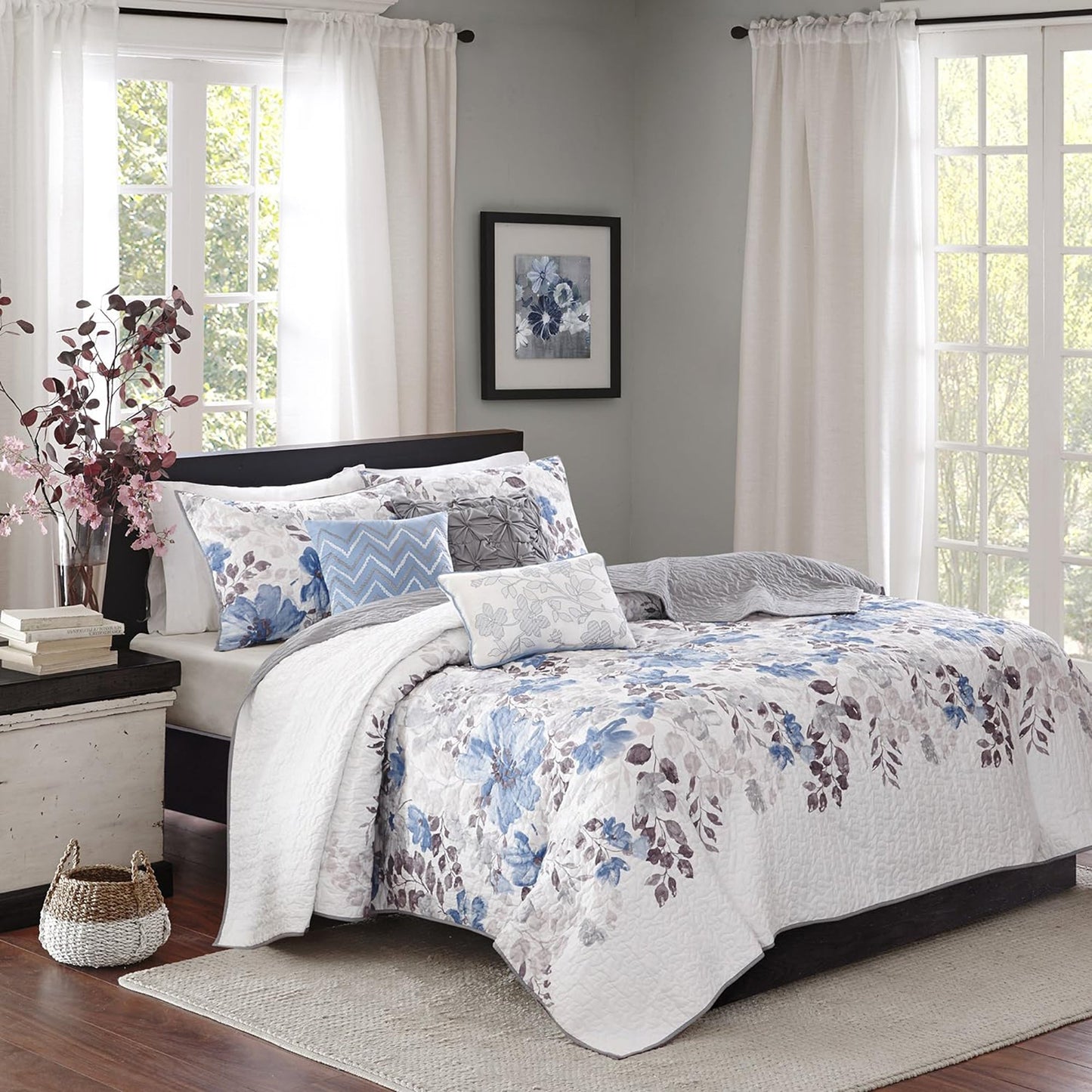 Lightweight Breathable Bedspread Coverlet Set - Blue