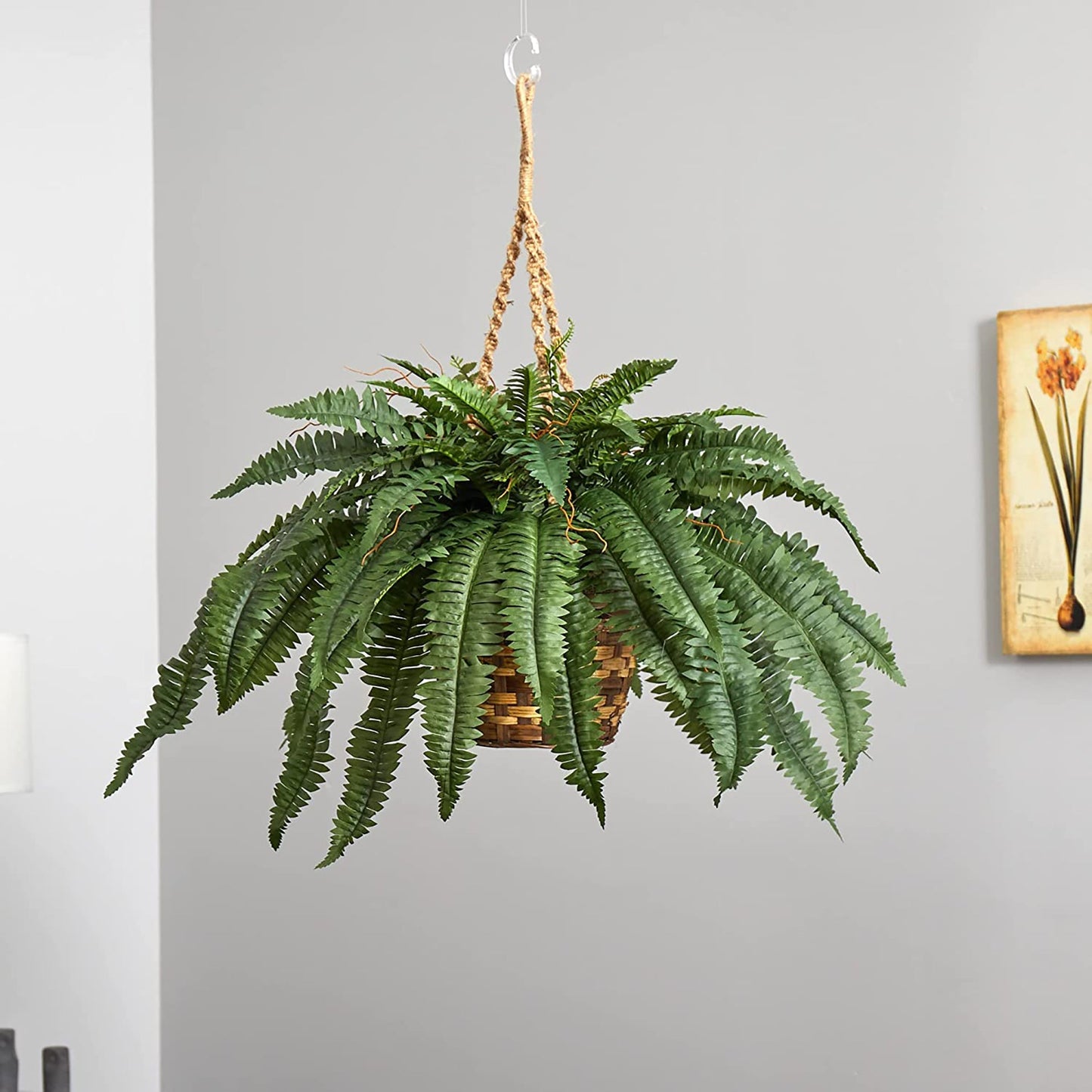 Realistic Boston Fern Hanging Basket Large - Green