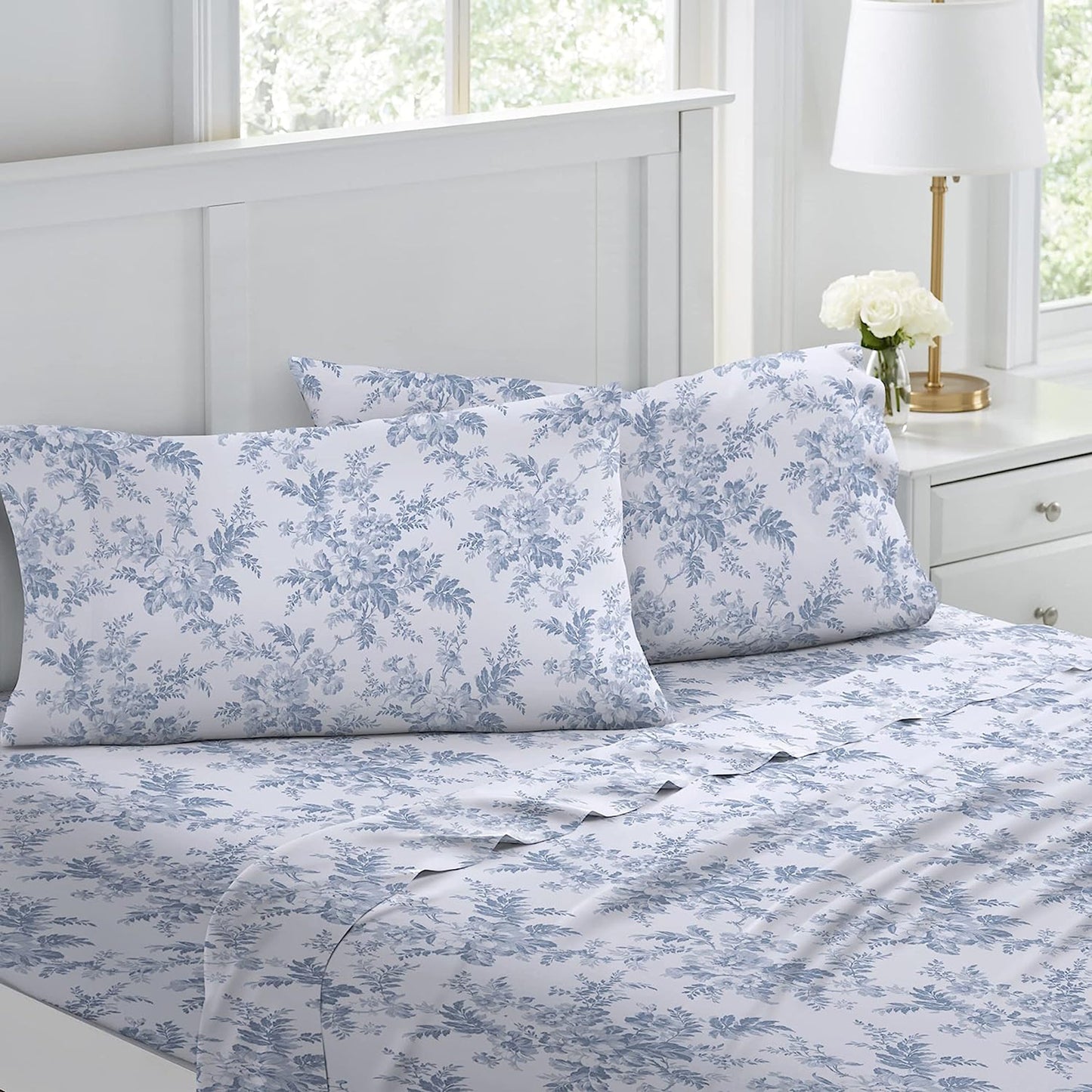 Soft Brushed Cotton Flannel Bedding Sheet Set - Vanessa Blue