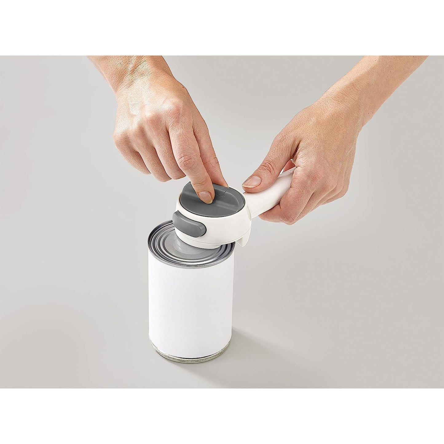 Easy Twist Can Opener with Stainless Steel Blade - White and Grey