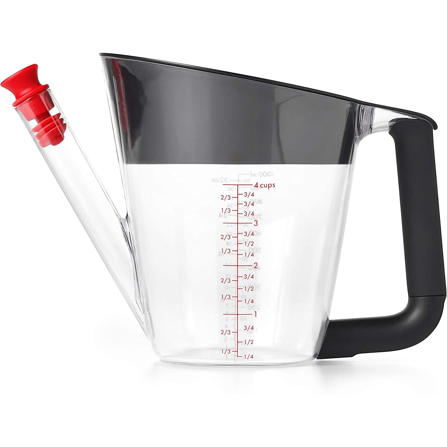 Fat Separator with Strainer 4 Cups or 1 Litre Capacity - Black