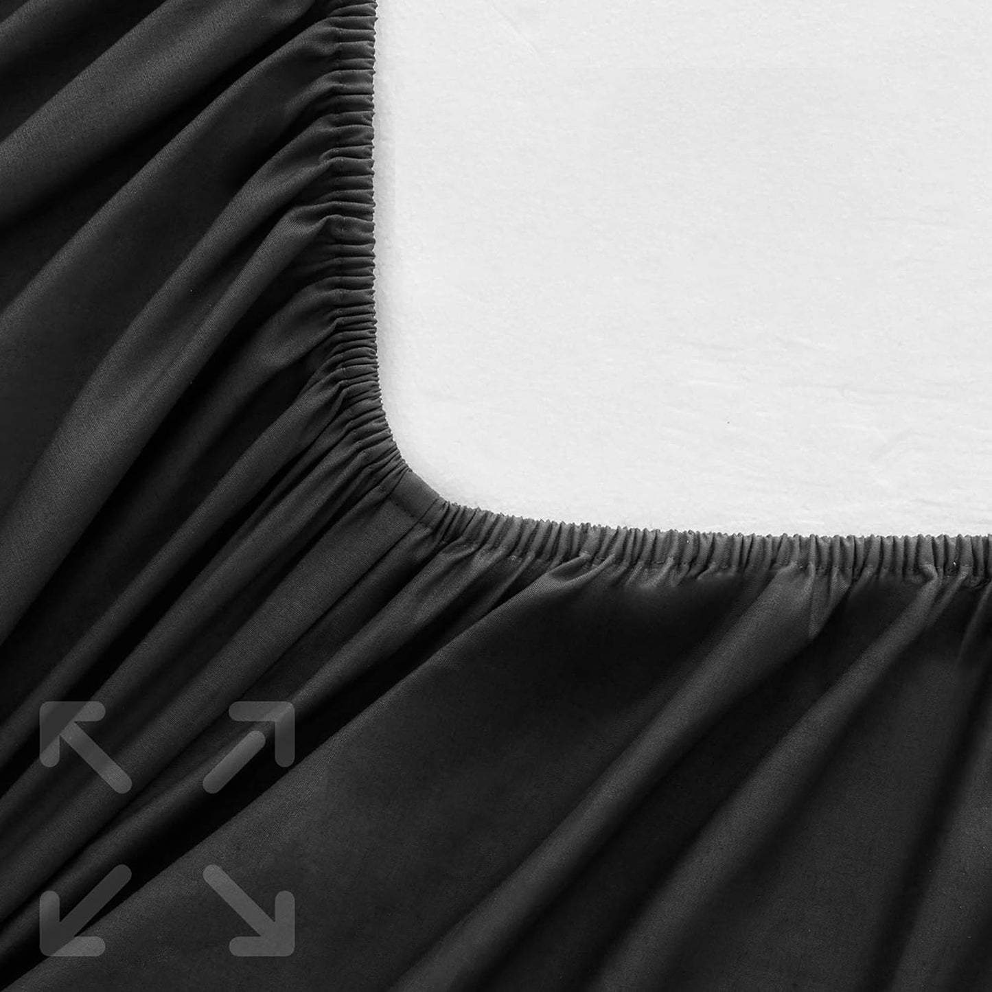 1000TC Cotton Blend Soft and Breathable Fitted Sheet 40cm Deep Pocket - Black