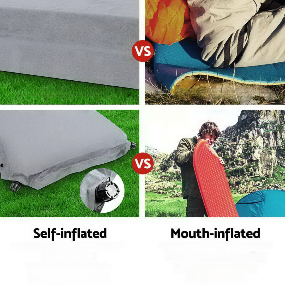 Camping Self Inflating Sleeping Mat Air Bed Double - Grey