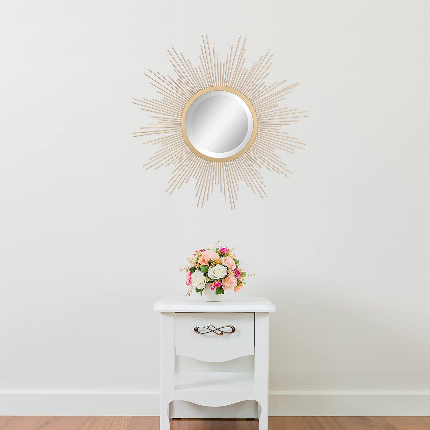 Sunburst Metal Radiant Golden Decorative Wall Mirror - 24 Inches