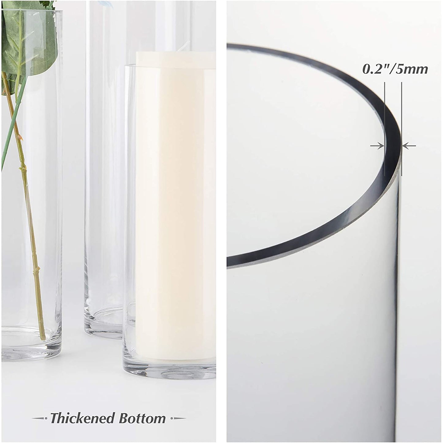 Tall Cylinder Glass Flower Centerpieces Home Accent Decor 3x16 Inches - Clear