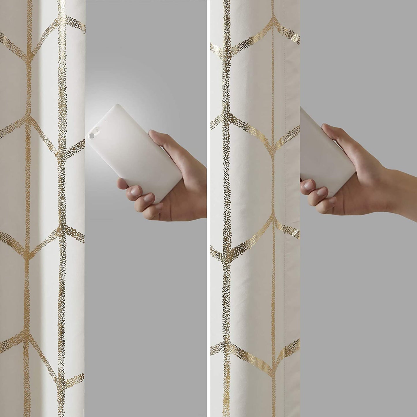 Thermal Insulated Metallic Print Grommet Light Blocking Curtain Panel 1 Piece - Ivory and Gold