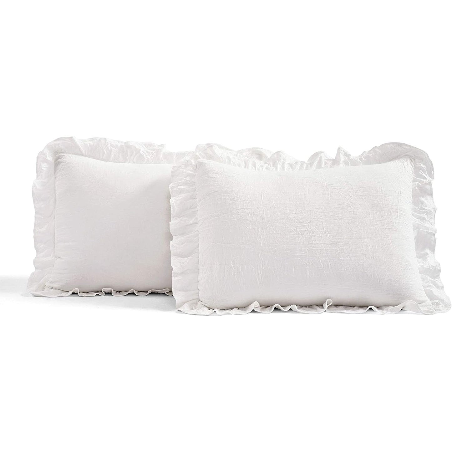 Vintage Chic Farmhouse Style Lightweight Ruffle Skirt Bedspread - White