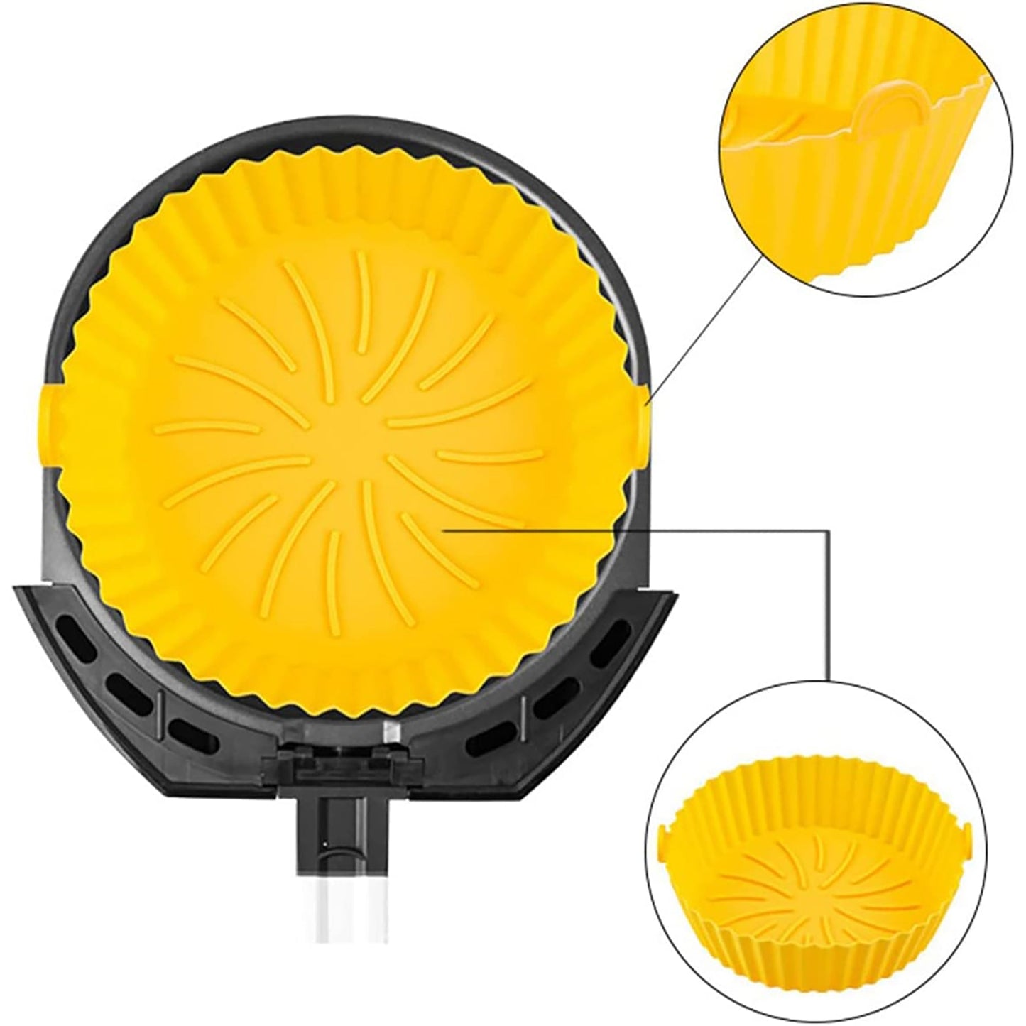 Air Fryer Reusable Non Stick Heat Resistant Silicone Pots 2 Pcs - Yellow