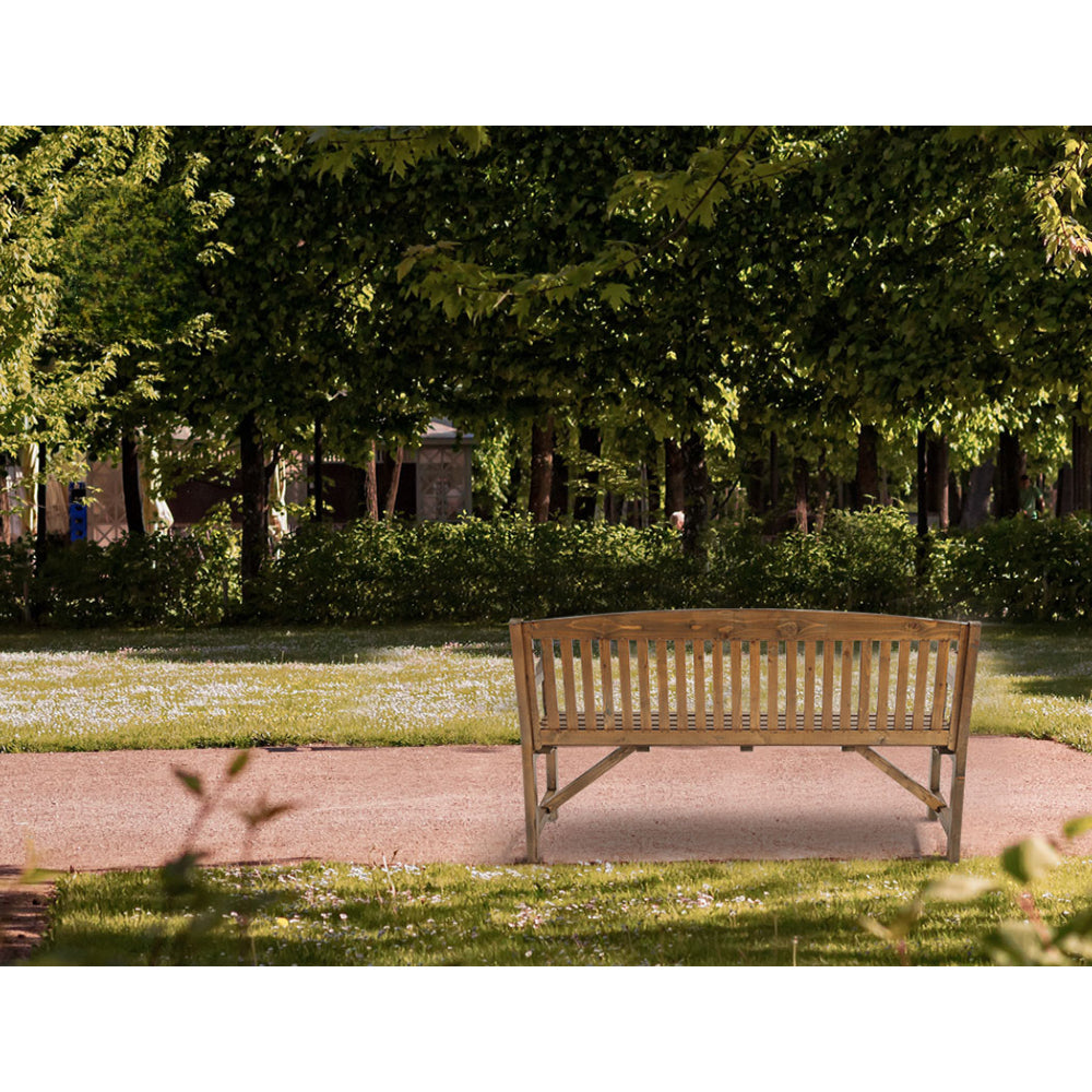 Wooden Garden Bench Outdoor Furniture Decor Patio 3 Seater - Brown