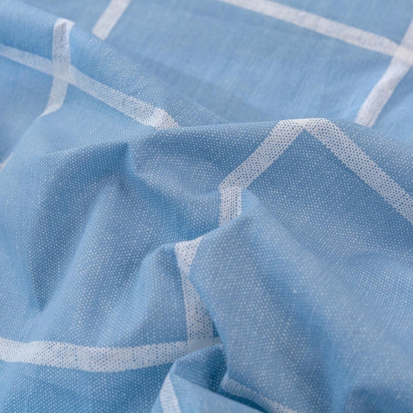 225TC Soft and Cozy Hypoallergenic Cotton Washed Quilt Cover Set - Checkered Blue