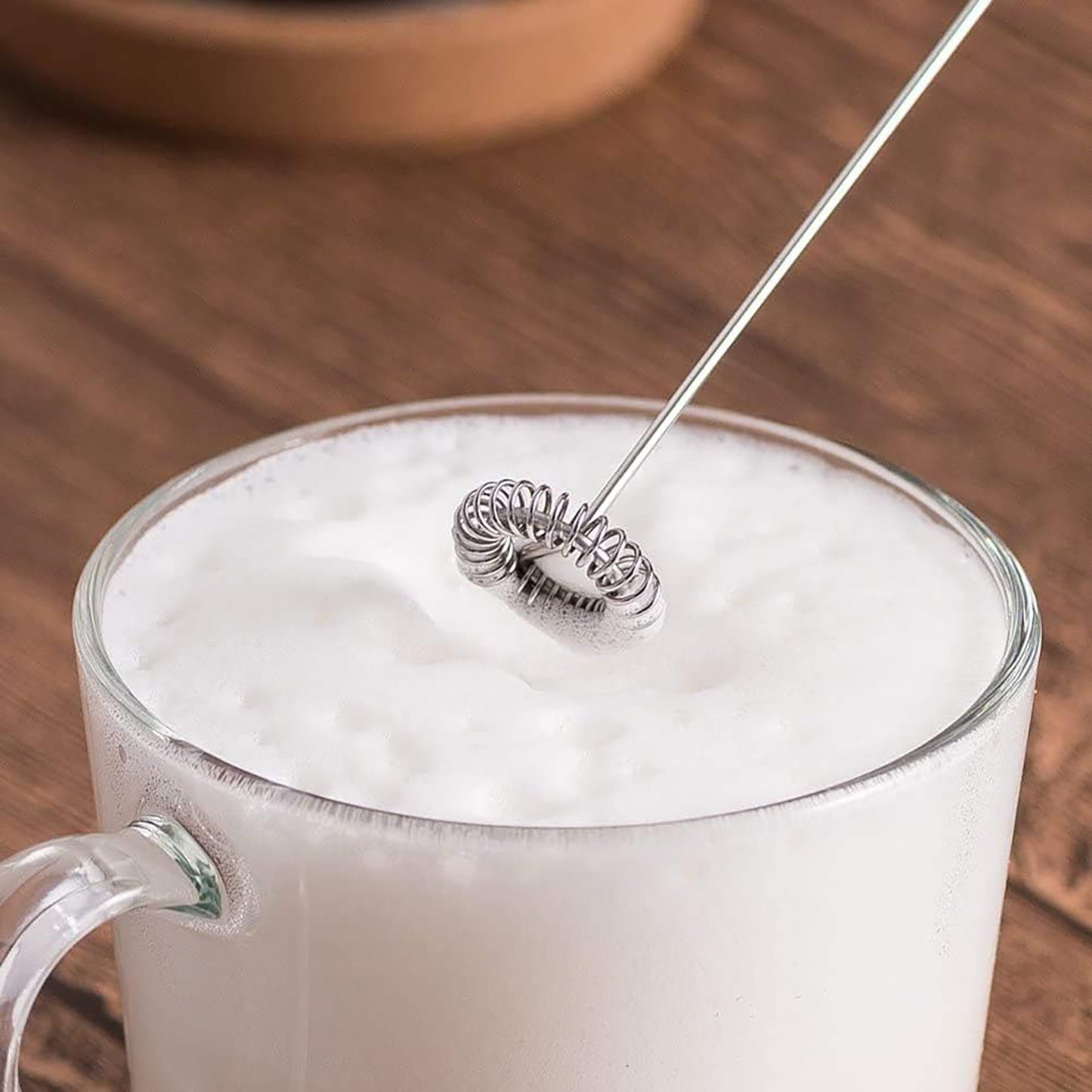 Stainless Steel Handheld Electric Milk Coffee Frother 8.46 Inch - Silver