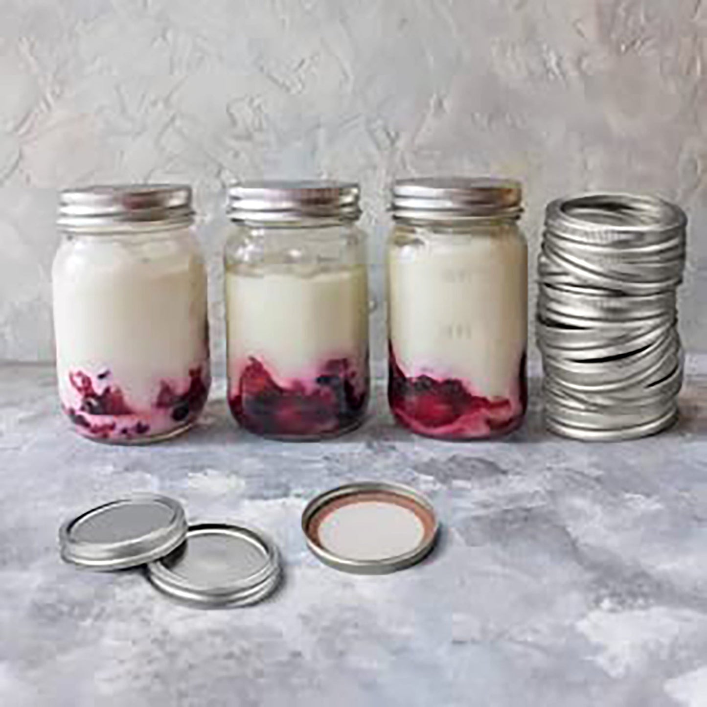 Regular Mouth Mason Jar Split-Type Lids and Rings 20 Pcs 7cm - Silver