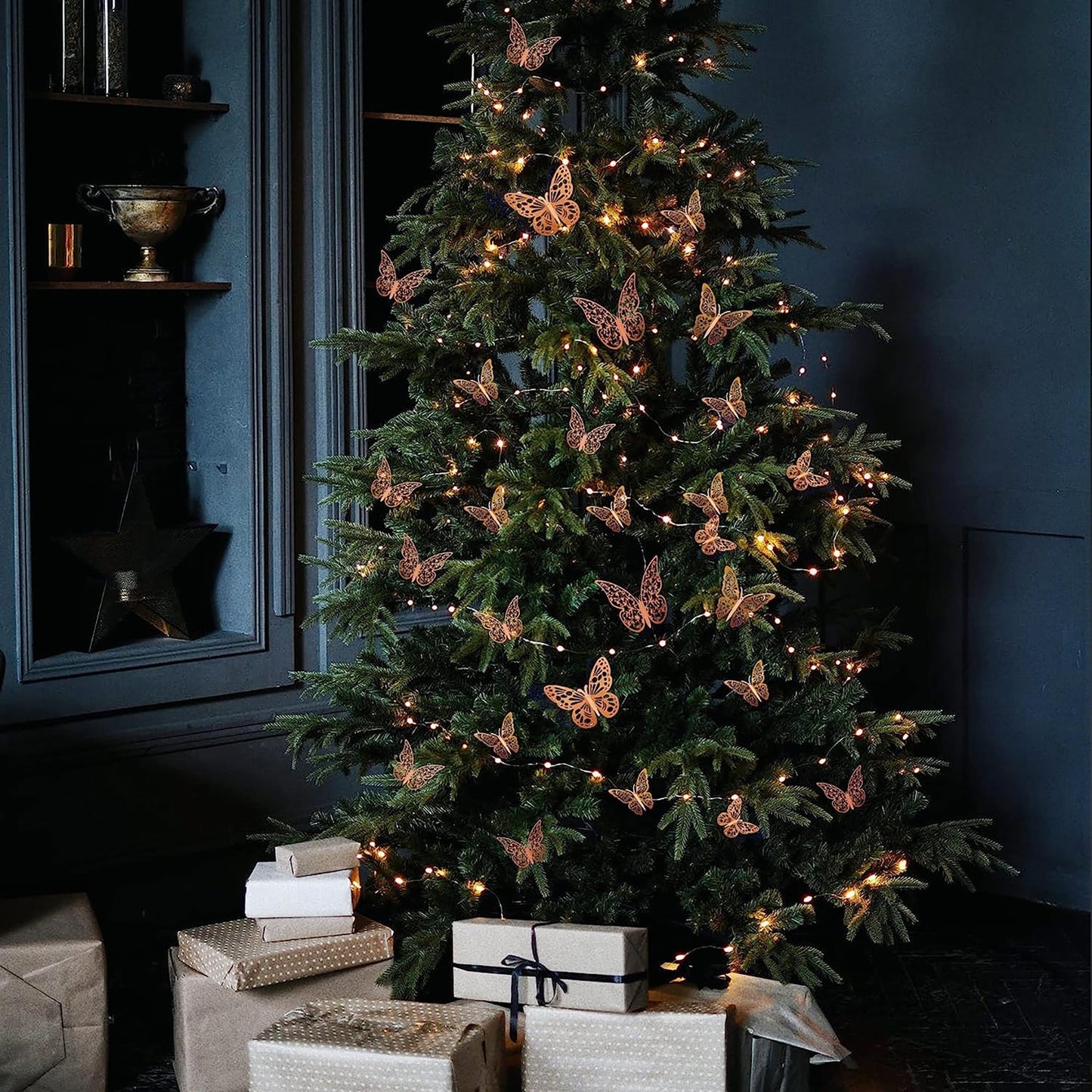 3D Removable Metallic Butterfly Wall Sticker Decoration 72 Pcs - Rose Gold