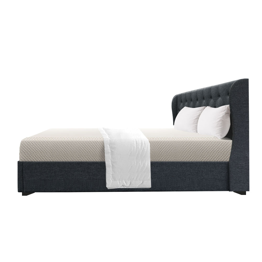 Bed Frame Fabric Gas Lift Storage - Charcoal King