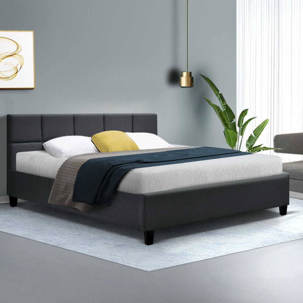 Bed Frame Queen Size Charcoal Fabric