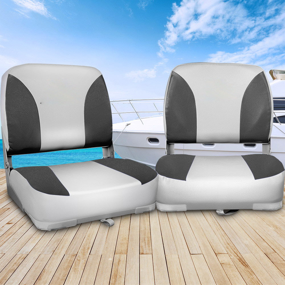 All Weather Swivel Folding Boat Seat Set of 2 - Grey